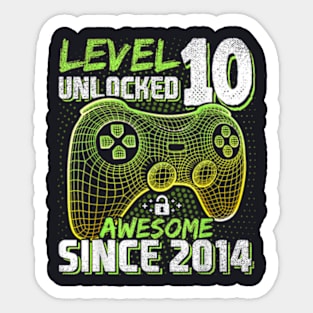 10th Birthday Gamer 10 Year Old Bday Boy Ten Son Sticker